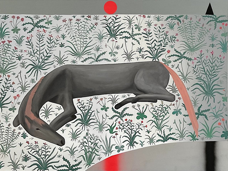 Caballo gris tumbado